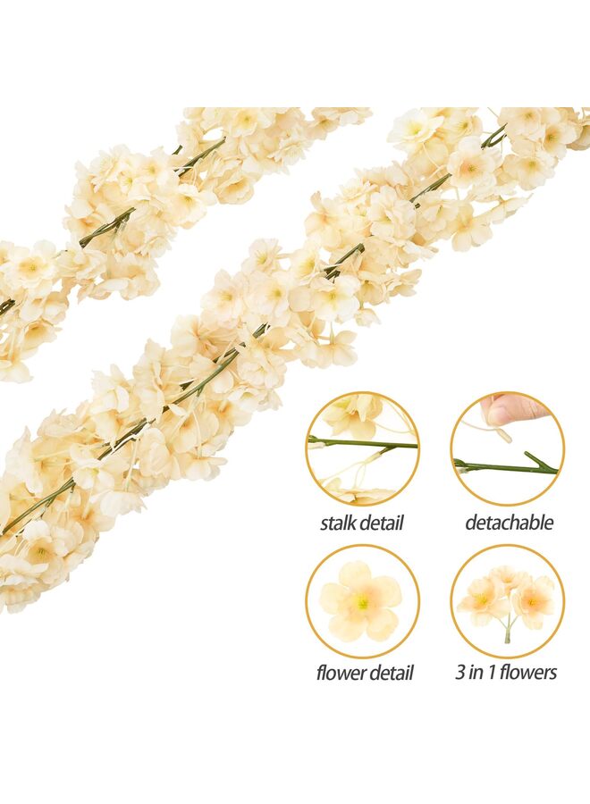 4PCS Cherry Blossom Garland Cherry Blossom Hanging Vine Silk Cherry Blossom Vine Garland for Wedding Party Decoration (Champagne) - Image 5